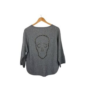 Zadig & Voltaire Women’s Cashmere Rhinestone Skull Tunic Sweater Grey OS
